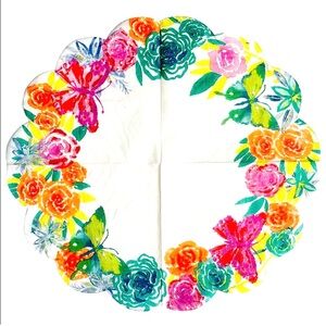 Spring Fling Floral Butterfly Scalloped Die-Cut Luncheon Doily Napkins, 16 ct